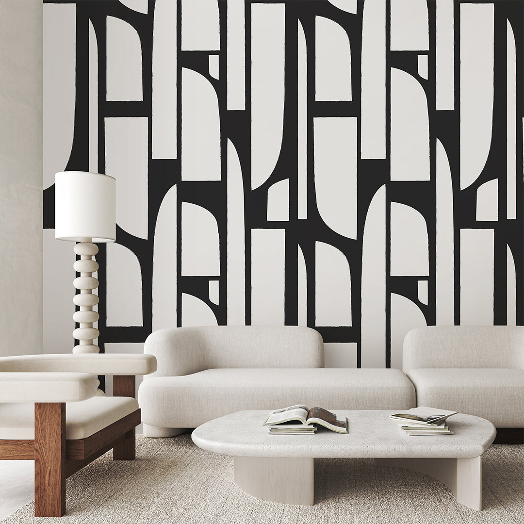 Black & White Geometric Shapes Wall Mural CCM160