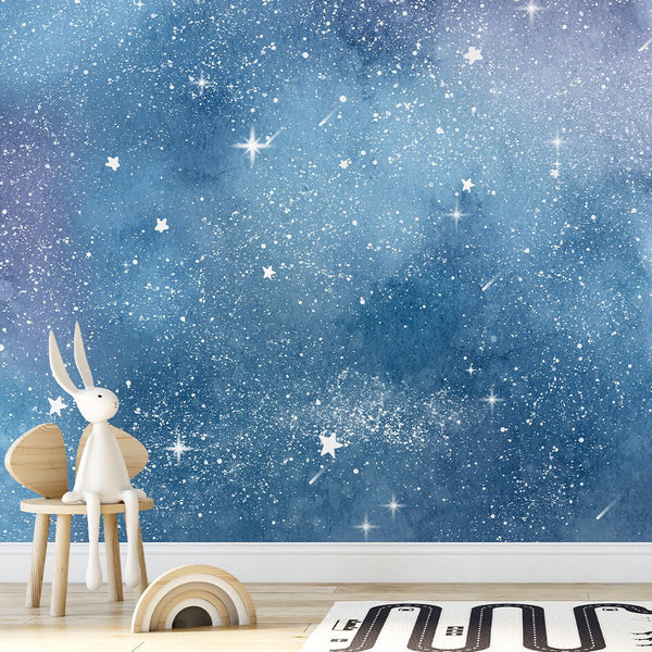 Blue Galaxy Nursery Wall Mural SM095 - CostaCover-Peel and stick Removable Wallpaper-Abstract-abstract wall art-abstract wallpaper