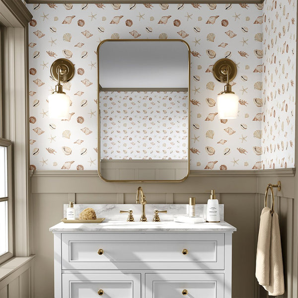 Beige Seashells Wallpaper CC354 - CostaCover - Peel and stick Removable Wallpaper - abstract wallpaper - accent wallpaper - adhesive wallpaper