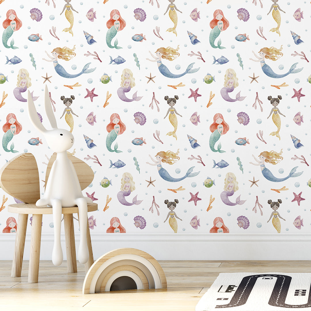 Cute Tiny Mermaids Wallpaper S091