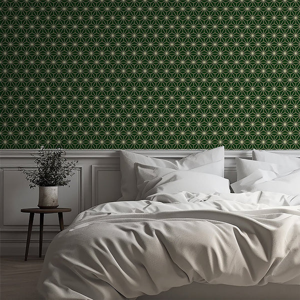 Green Beige Prism Wallpaper CC303 - CostaCover - Peel and stick Removable Wallpaper - Abstract - Abstract Labyrinth Lines - abstract lines