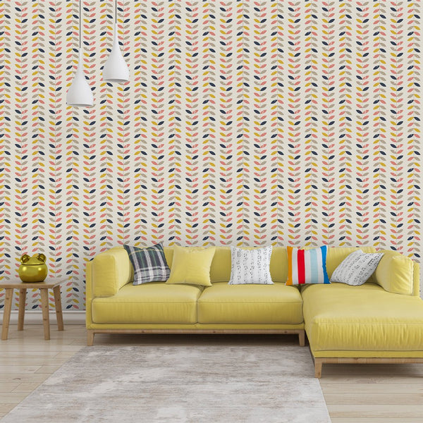 Retro Twigs & Leaves Wallpaper CC166 - CostaCover - Peel and stick Removable Wallpaper - Abstract - abstract wallpaper - adhesive wallpaper