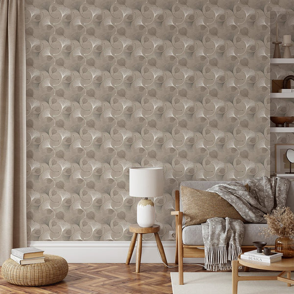 Brown Flowers & Leaves Grasscloth Wallpaper CG014 - CostaCover - Traditional Wallpaper - abstract wallpaper - bathroom wallpaper - bedroom wallpaper