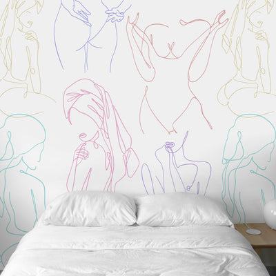 Colorful Line Art Body Women Self Adhesive Wall Mural WM038