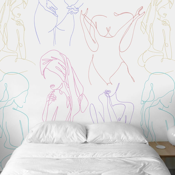 Colorful Line Art Wall Mural WM038 - CostaCover - Peel and stick Removable Wallpaper - Abstract - abstract lines - abstract wall art