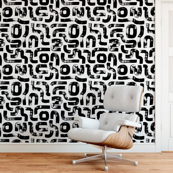 Black & White Lines Wallpaper CC288 - CostaCover - Peel and stick Removable Wallpaper - Abstract - Abstract Labyrinth Lines - abstract lines