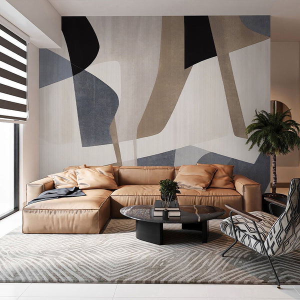 Beige Gray Shapes Wall Mural AM158 - CostaCover-Peel and stick Removable Wallpaper-Abstract-abstract mural-abstract paint