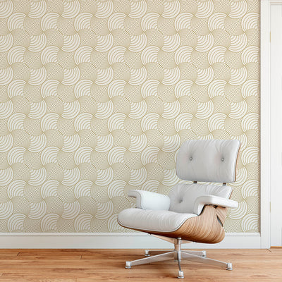 Self Adhesive Abstract Beige Stripes Waves Removable Wallpaper CC157