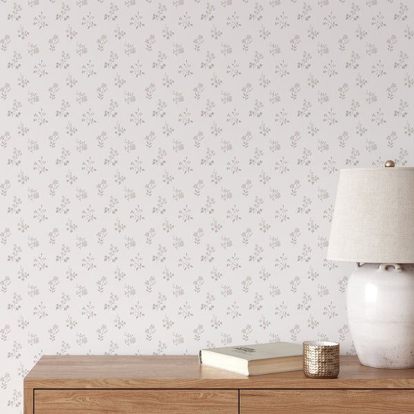 Neutral Farmhouse Floral Wallpaper CC369