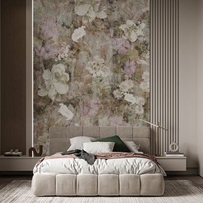 Beige Vintage Flowers Garden Wall Mural SM046