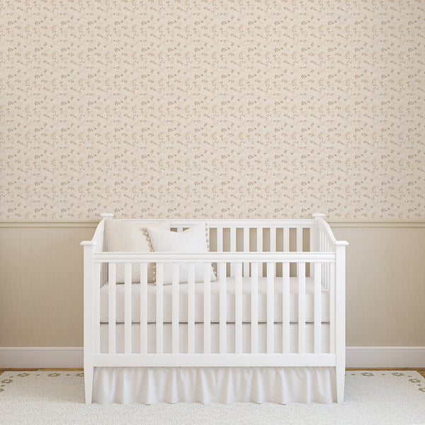 Warm taupe vines on a muted beige ground, offering a soft, vintage-inspired look for intimate dining areas.