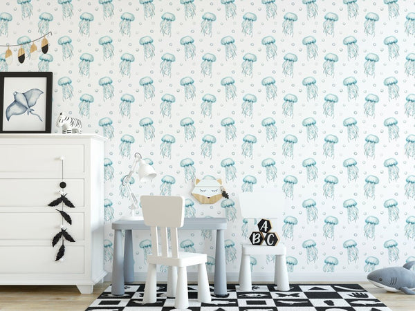 Blue Sea World Wallpaper W070 - CostaCover - Peel and stick Removable Wallpaper - abstract wallpaper - accent wallpaper - adhesive wallpaper