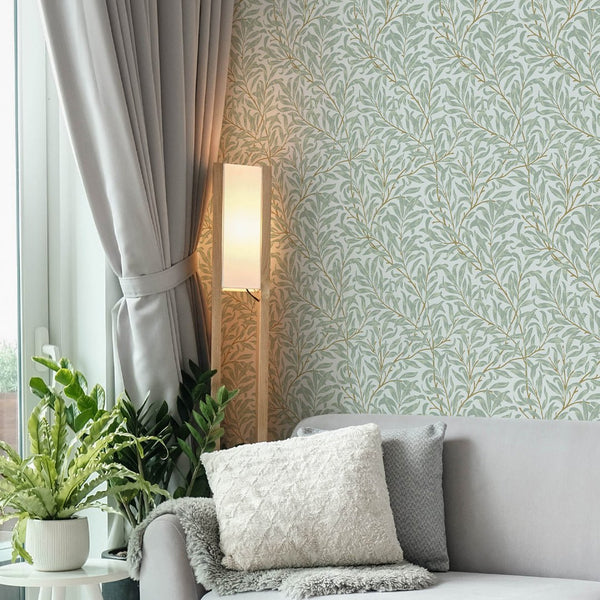 Green Willow Bough by Morris Wallpaper W091 - CostaCover - Peel and stick Removable Wallpaper - abstract floral - abstract wall art - abstract wallpaper