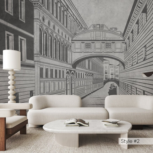 Beige Grey Vintage Streets Wall Mural CCM186 - CostaCover - Peel and stick Removable Wallpaper - Abstract - abstract arches - abstract floral