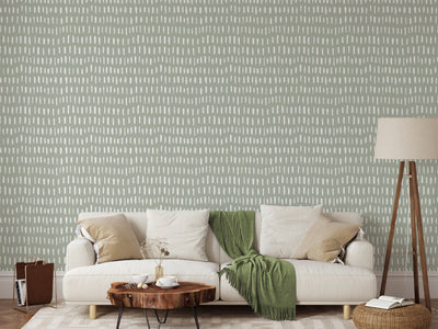 Green & White Strokes Wallpaper W023