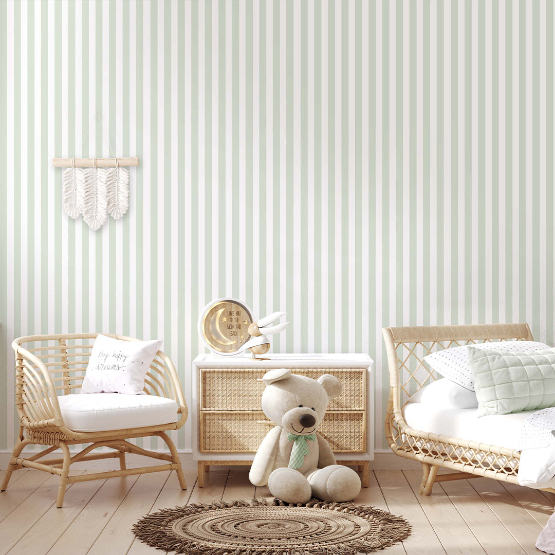 Light Green Stripe Wallpaper S017