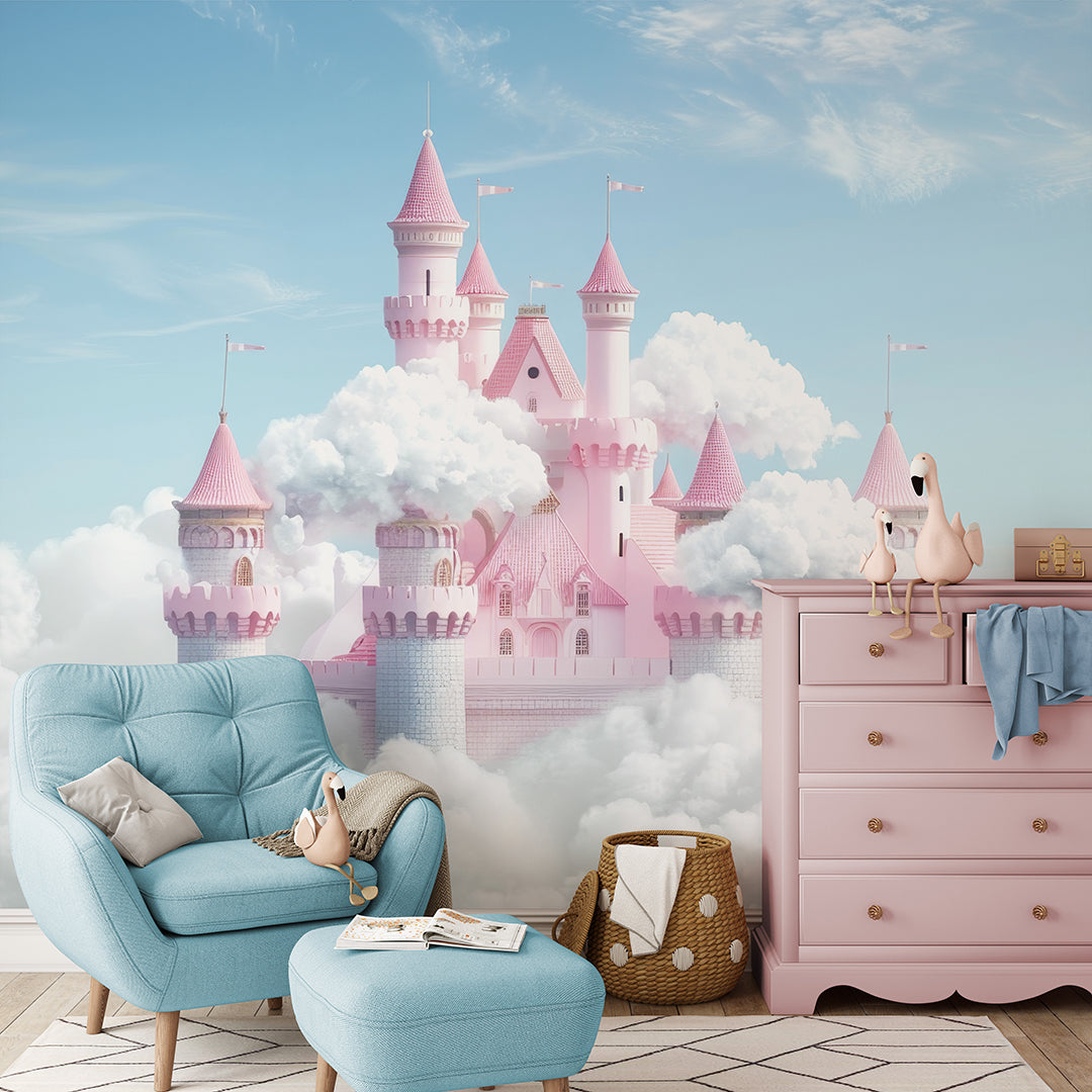 Pink Fantasy Castle Wall Mural WM091