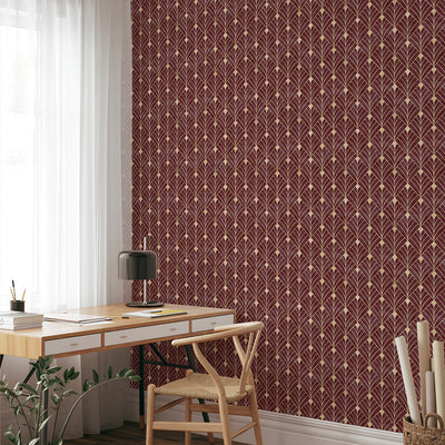 Burgundy Art Deco Wallpaper CC338