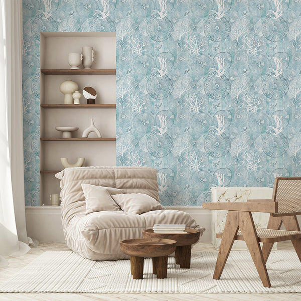 Aqua Blue Coral Wallpaper A116
