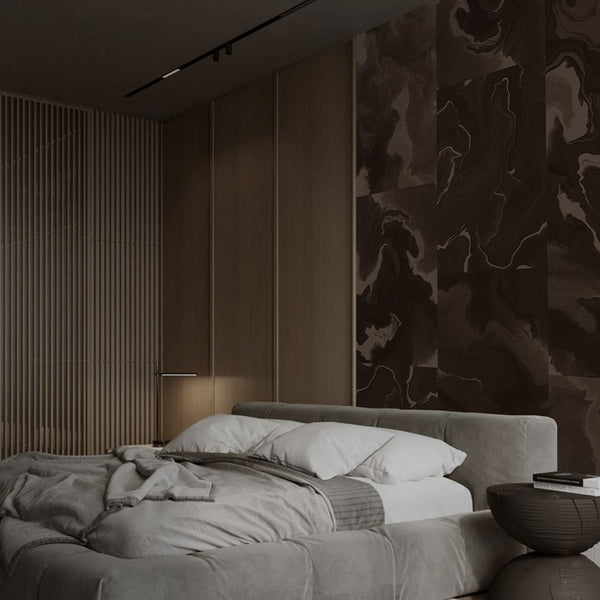 Dark Brown Marble Squares Wall Mural AM030 - CostaCover - Peel and stick Removable Wallpaper - Abstract - Abstract Labyrinth Lines - abstract lines