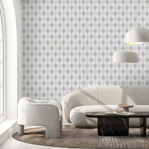 Two Color Gray Rhombus Wallpaper S024 - CostaCover - Peel and stick Removable Wallpaper - abstract wallpaper - accent wallpaper - adhesive wallpaper