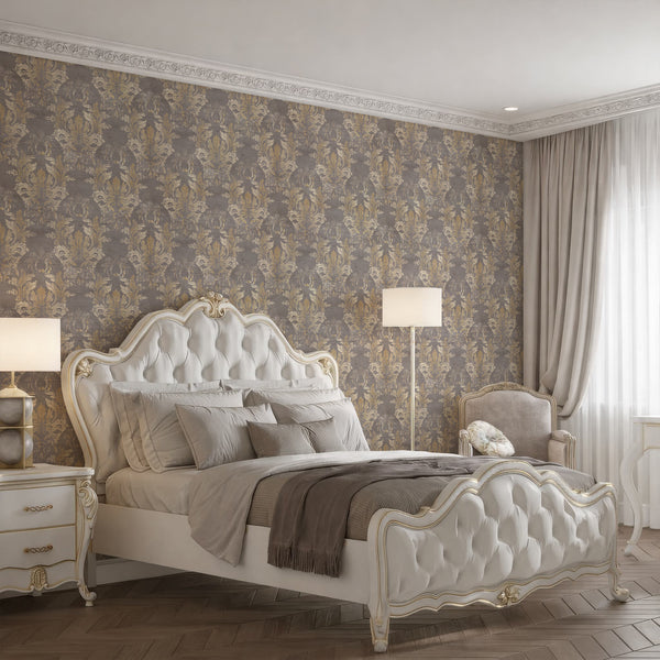 Gray Taupe Damask Wallpaper A154