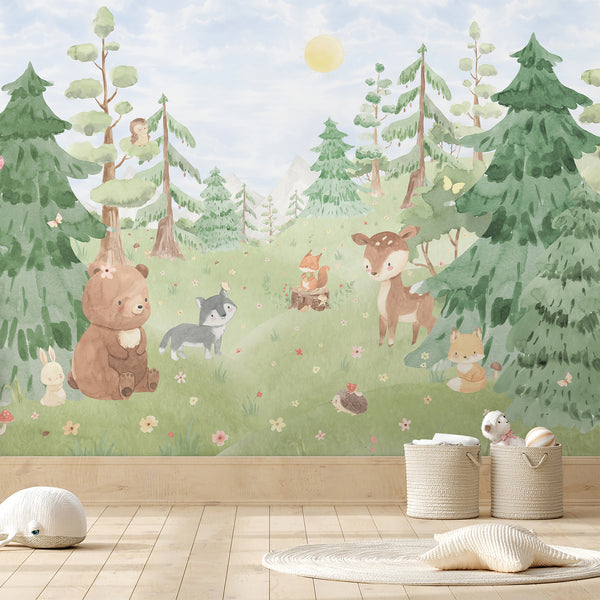 Woodland Animal Nursery Wall Mural LM005