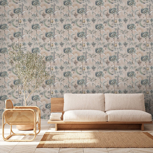 Vintage Tropical Bird Wallpaper A128 - CostaCover - Peel and stick Removable Wallpaper - accent wallpaper - adhesive wallpaper - bathroom wallpaper