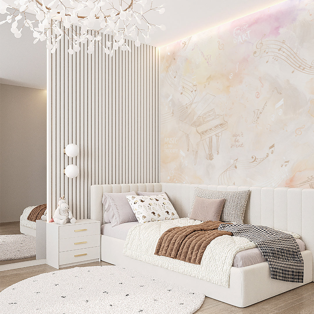 Peach Beige Music Instruments Wall Mural SM103