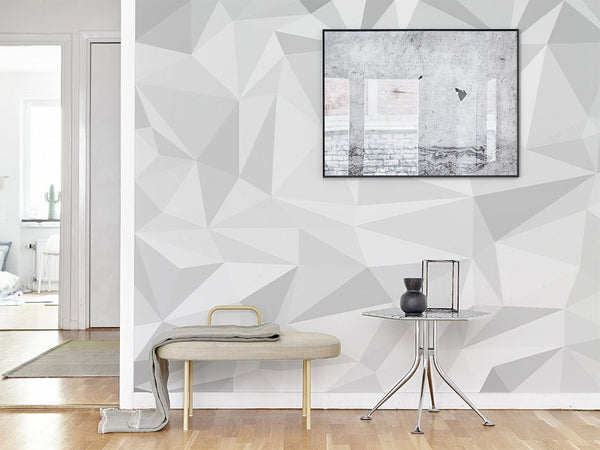 White & Gray Geometric Wall Mural CCM165 - CostaCover - Peel and stick Removable Wallpaper - Abstract - abstract lines - abstract mural