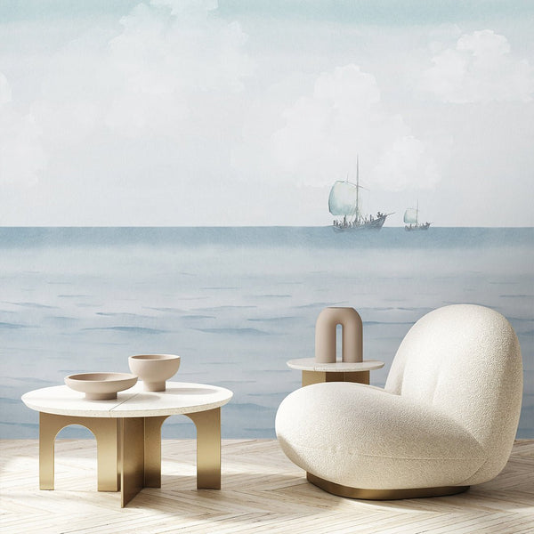 Blue Ocean View Wall Mural AM165 - CostaCover-Peel and stick Removable Wallpaper-accent wallpaper-adhesive wallpaper-bathroom wallpaper