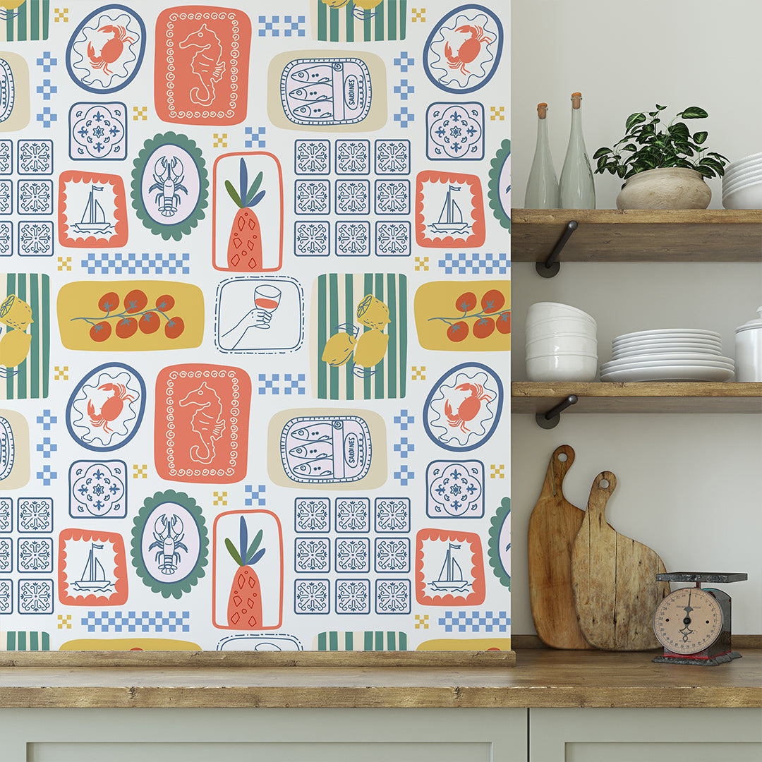 Mediterranean Kitchen Tile Wallpaper CC359