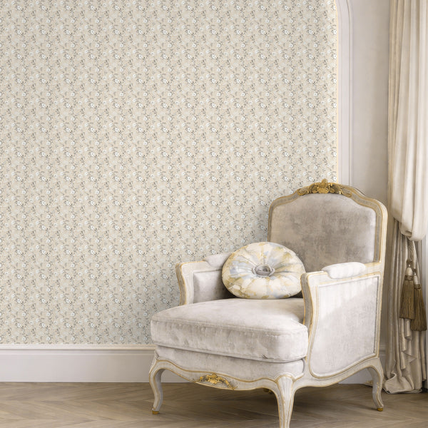 Beige Wildflowers Wallpaper L077