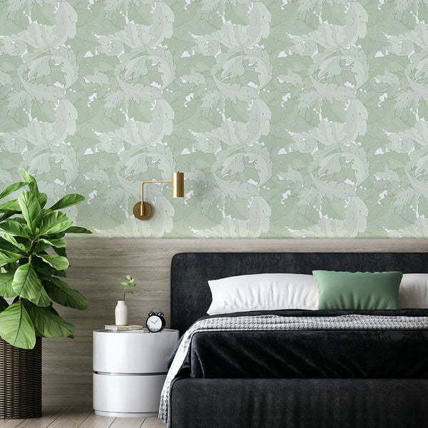 Green Acanthus by Morris Wallpaper W119 - CostaCover - Peel and stick Removable Wallpaper - abstract floral - abstract wallpaper - accent wallpaper