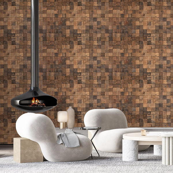 Mosaic Rustic Panels Wallpaper A005 - CostaCover - Peel and stick Removable Wallpaper - about walls - abstract wallpaper - accent wallpaper