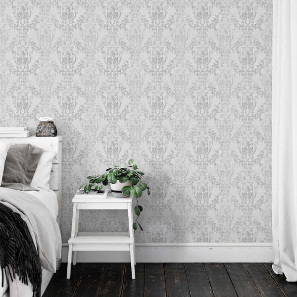 Gray Rococo Wallpaper W102 - CostaCover - Peel and stick Removable Wallpaper - abstract wall art - abstract wallpaper - accent wallpaper