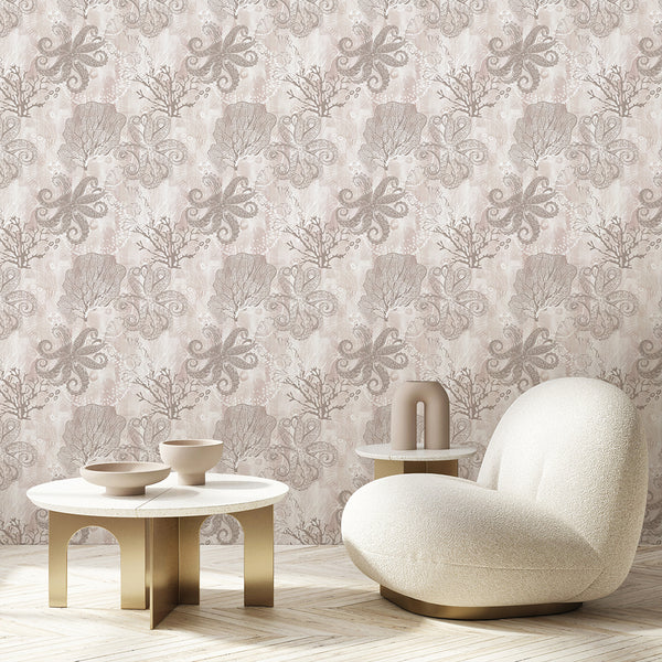 Beige Coral Reef Wallpaper A117