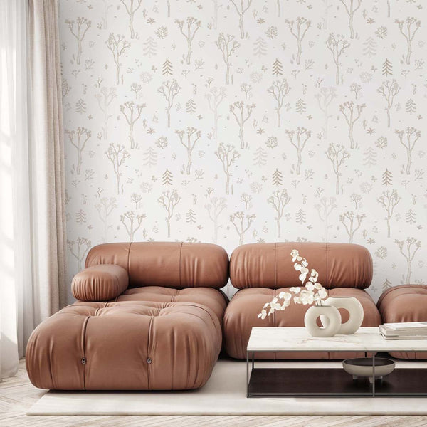Beige Tree Forest Wallpaper S044 - CostaCover - Peel and stick Removable Wallpaper - abstract forest - abstract wall art - abstract wallpaper