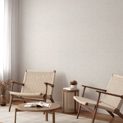 Neutral Beige Linen Wallpaper CC344