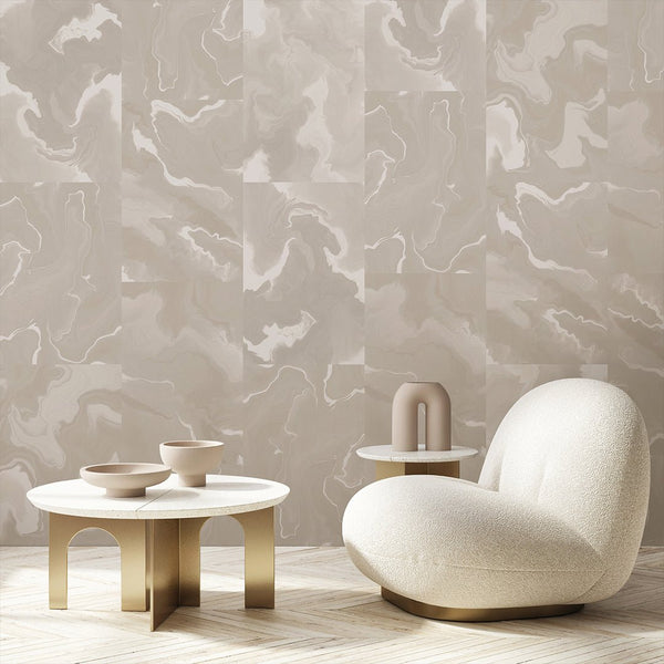 Beige Marble Squares Wall Mural AM031 - CostaCover - Peel and stick Removable Wallpaper - about walls - Abstract - Abstract Labyrinth Lines