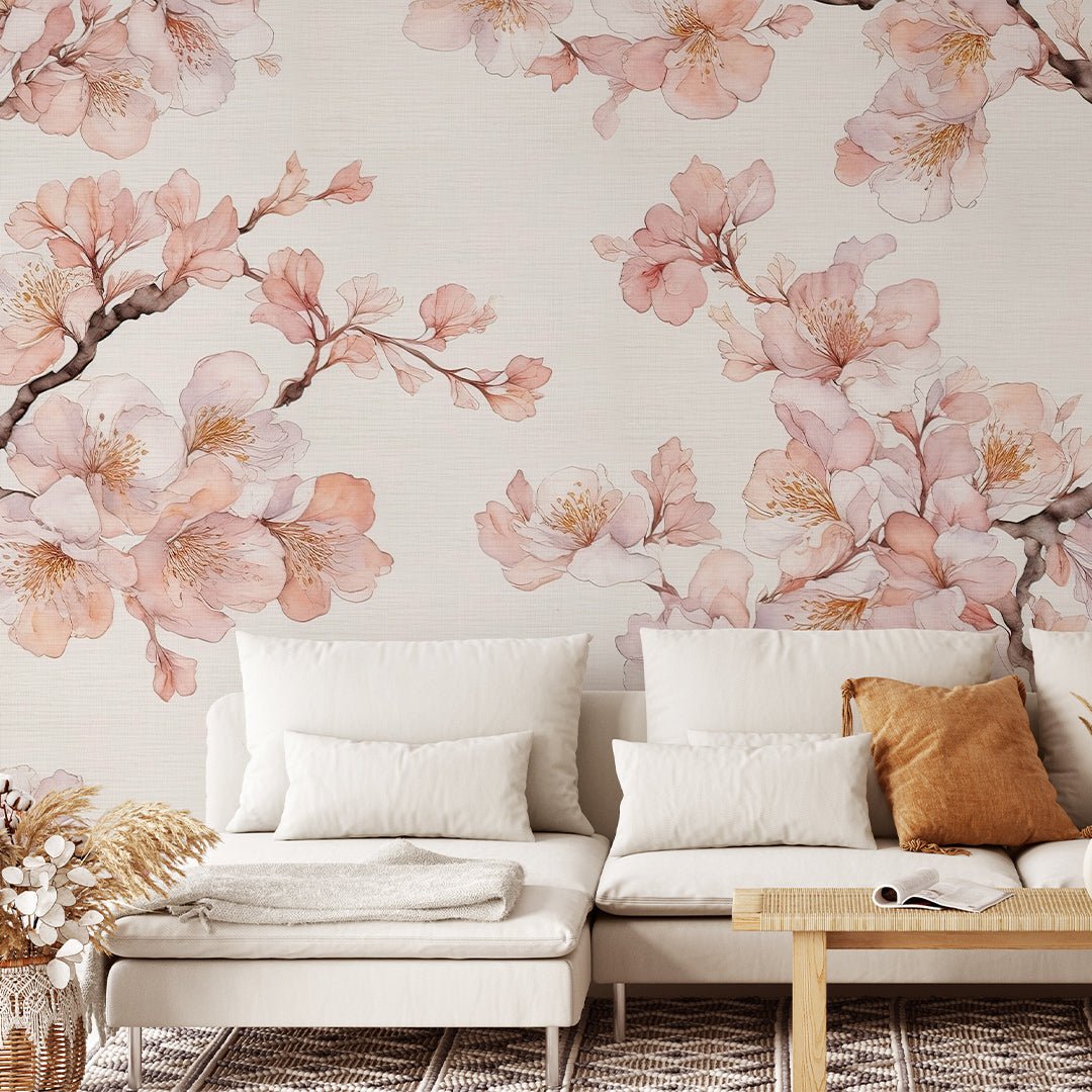 Cherry Blossoms Grasscloth Wall Mural CG008 – CostaCover