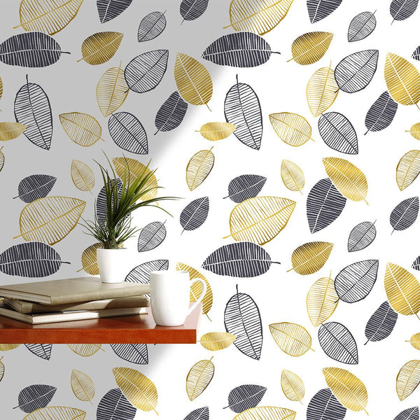 Hand Drawn Leaves Wallpaper CC164 - CostaCover - Peel and stick Removable Wallpaper - Abstract - abstract wallpaper - adhesive wallpaper