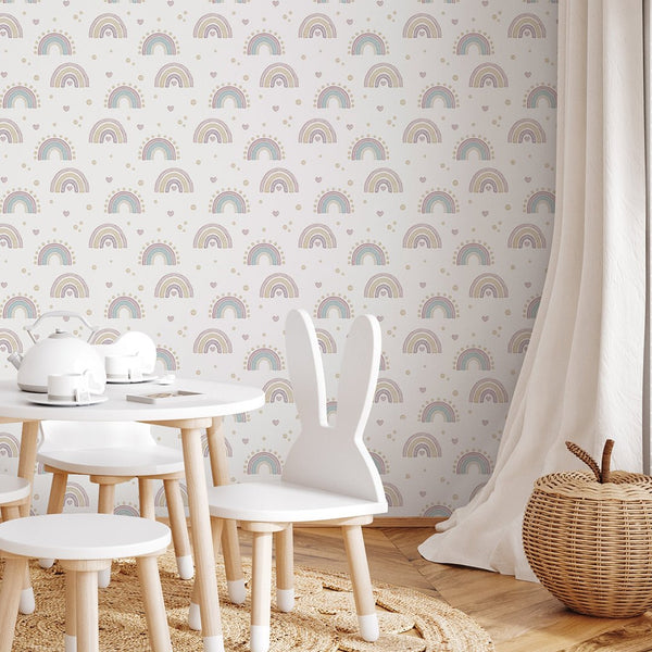 Tiny Rainbows Wallpaper A046 - CostaCover-Peel and stick Removable Wallpaper-accent wallpaper-adhesive wallpaper-baby bedroom