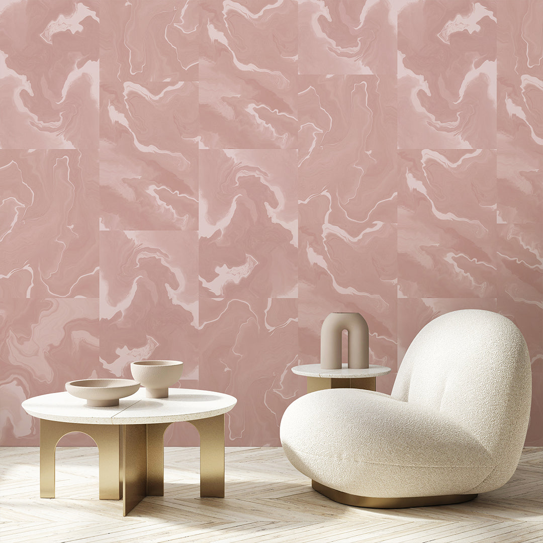 Pink Marble Squares Wall Mural AM032