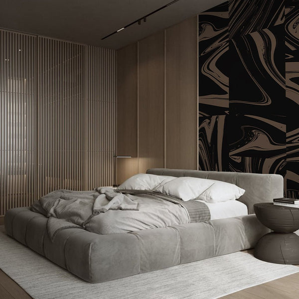 Black Beige Abstract Paint Wall Mural AM027 - CostaCover - Peel and stick Removable Wallpaper - 3d wall painting - about walls - Abstract