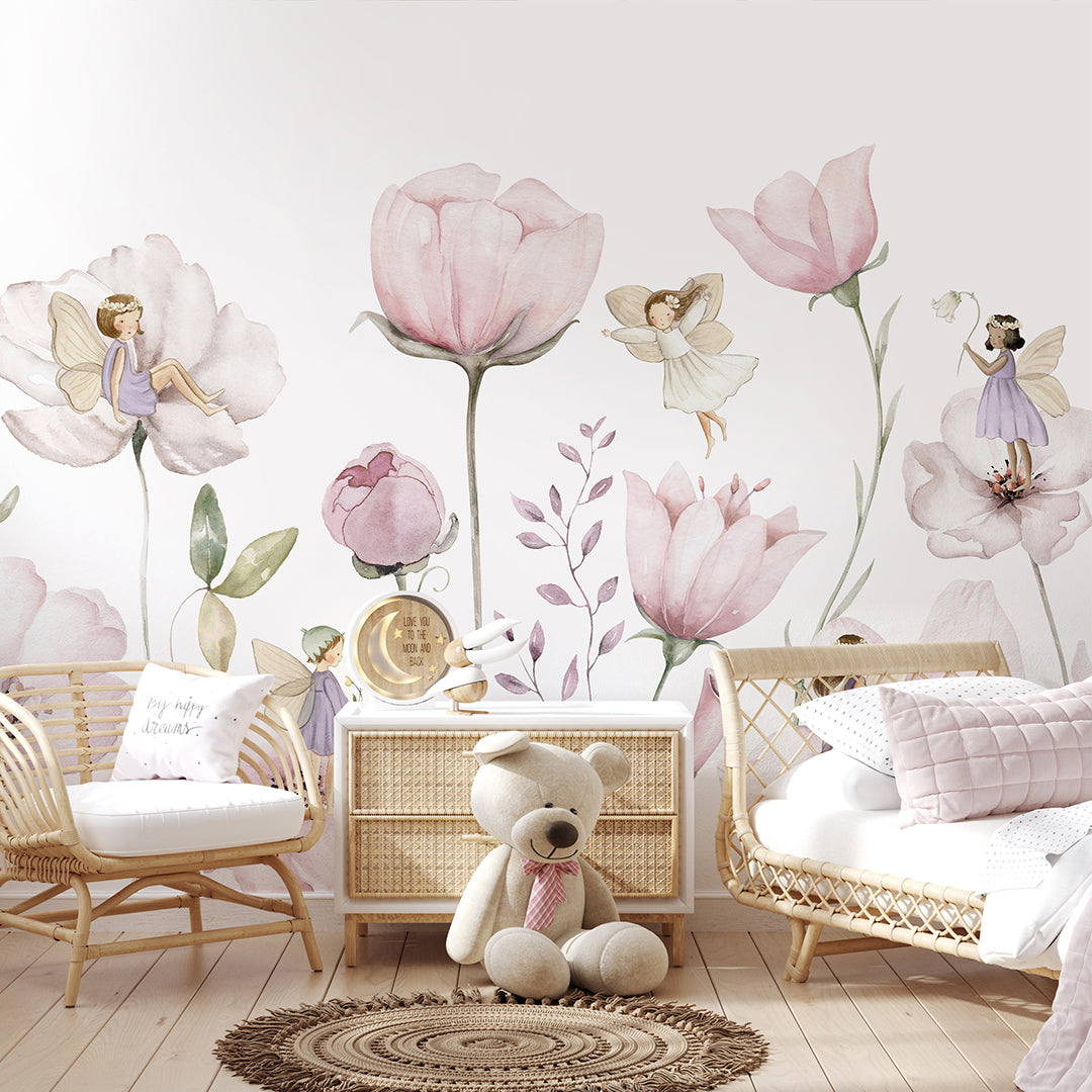 Pink Flower Fairy Wall Mural SM049