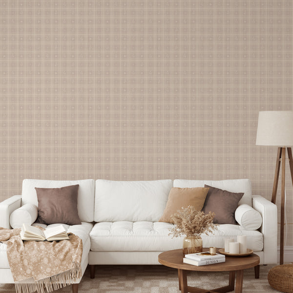 Taupe Beige Floral Wallpaper L152