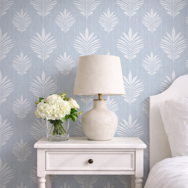 Light Blue Leaf Wallpaper L029