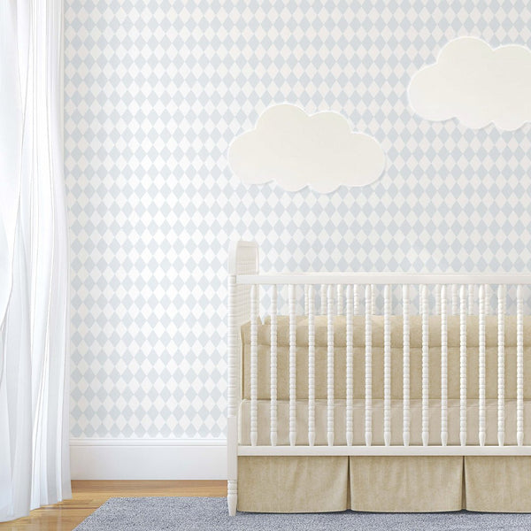 Pastel Blue Rhombus Wallpaper S030 - CostaCover - Peel and stick Removable Wallpaper - abstract wall art - abstract wallpaper - accent wallpaper