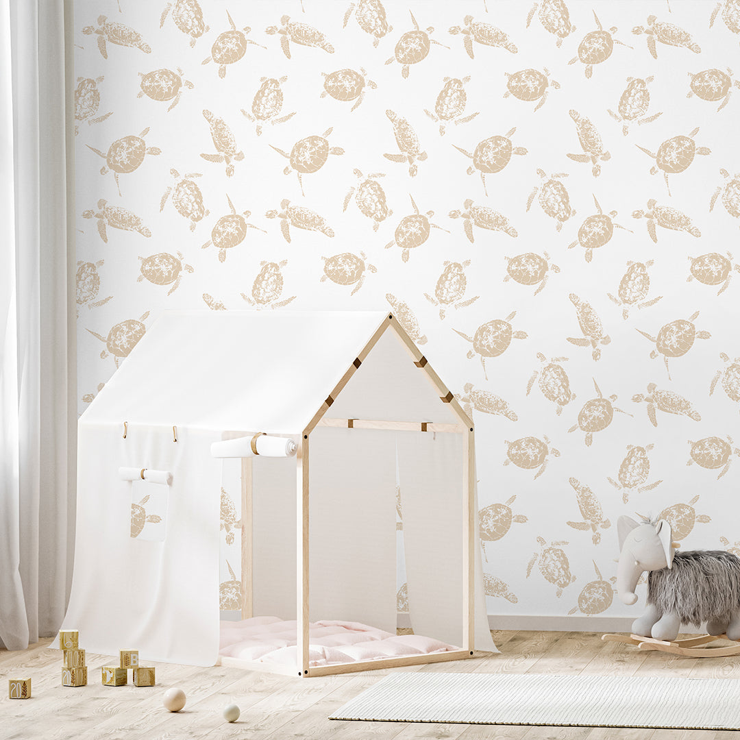 Beige Sea Turtle Wallpaper A120